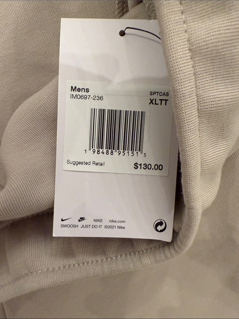 Nike Men’s Light Beige Fleece Joggers with Black Logo xl - Picture 11 of 16